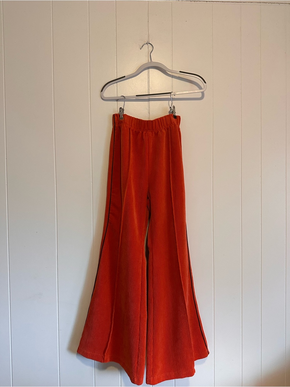 BDG Women’s Corduroy Wide-Leg/Flared Ribbed Knit Pants - Orange